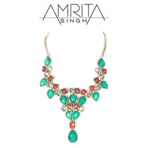 AMRITA Singh Crystal Dune Bib Necklace Turquoise/Coral
